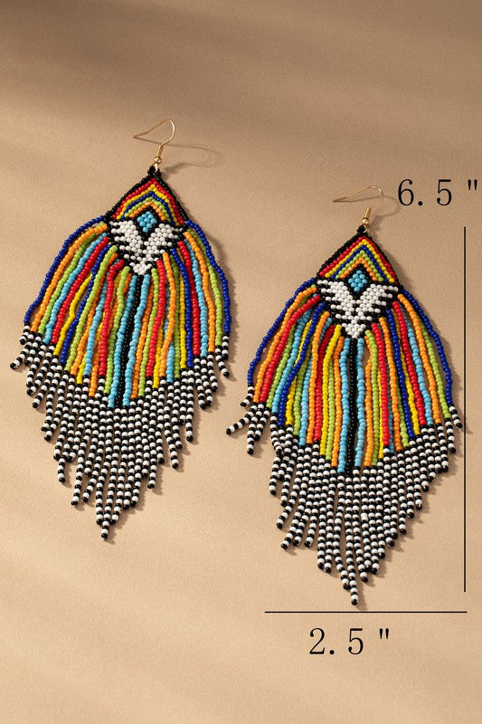 Aztec Beaded Drop Earrings