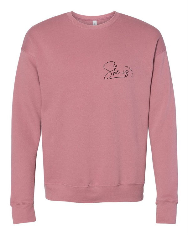 She Is, Proverbs 31:25 Sweatshirt - Plus Size