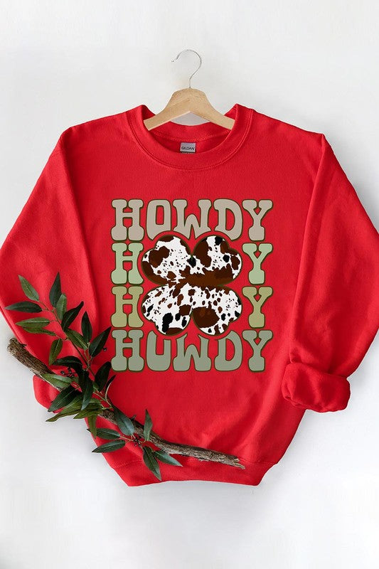 Howdy Cowprint Shamrock Crewneck Sweatshirt