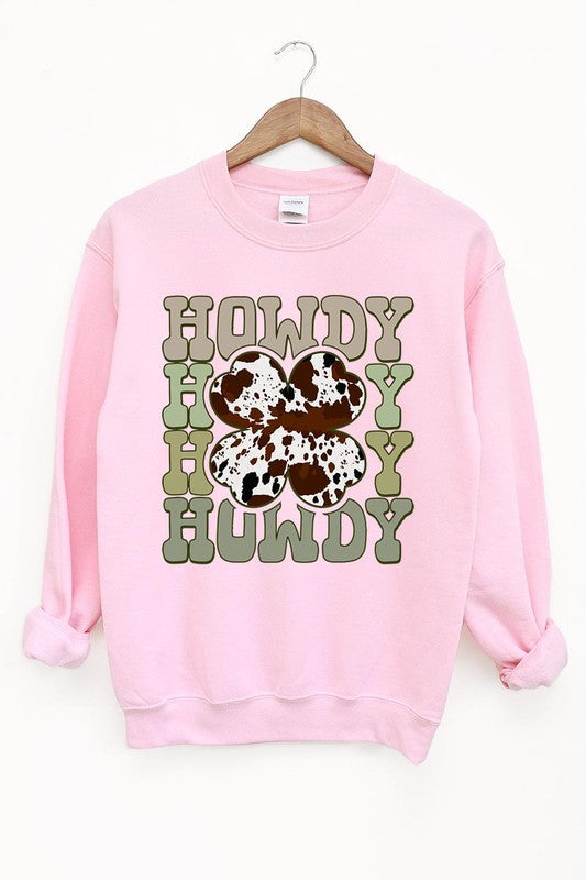 Howdy Cowprint Shamrock Crewneck Sweatshirt