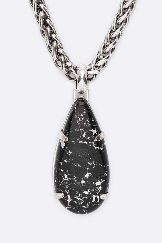 Stone Teardrop Necklace