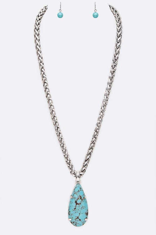 Stone Teardrop Necklace