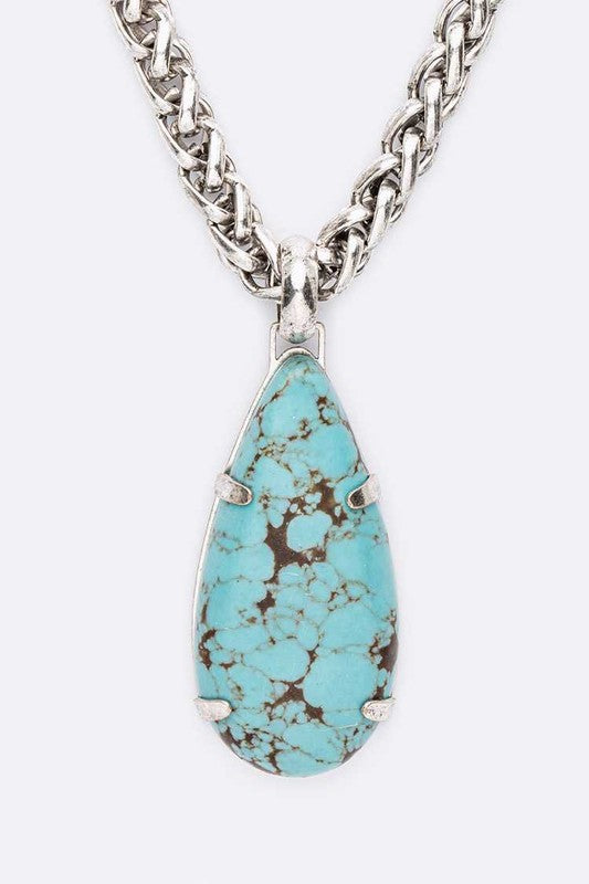 Stone Teardrop Necklace