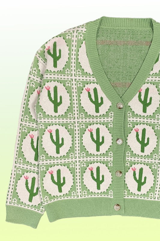 Cactus Tiled Knit Sweater