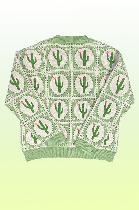 Cactus Tiled Knit Sweater