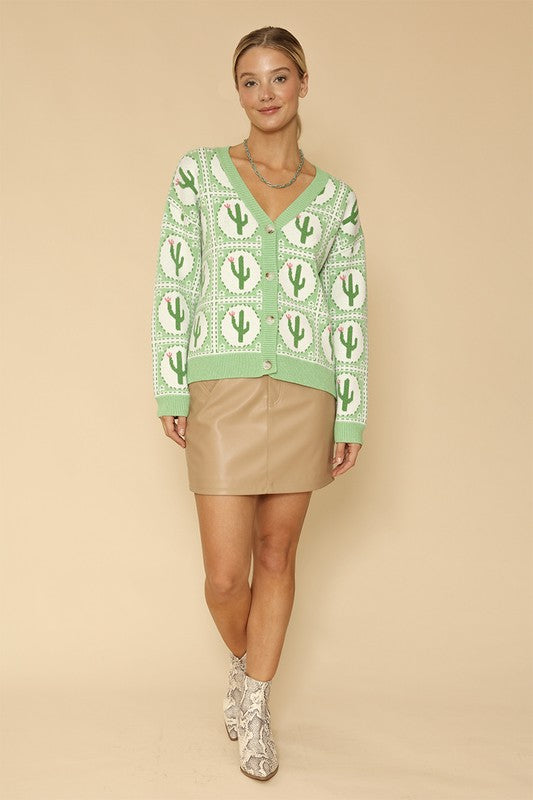 Cactus Tiled Knit Sweater