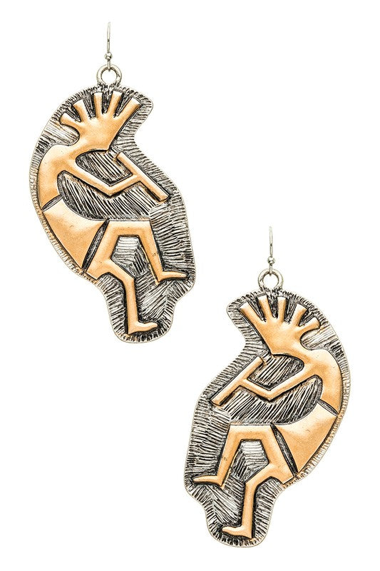 Kokopelli 2 Tone Earrings