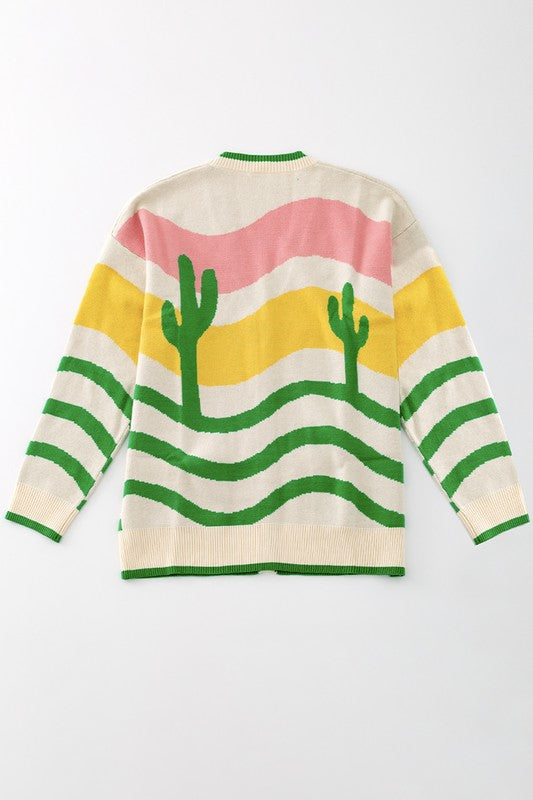 Wavy Stripe Cactus Cardigan