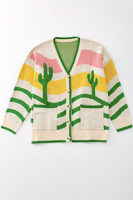 Wavy Stripe Cactus Cardigan