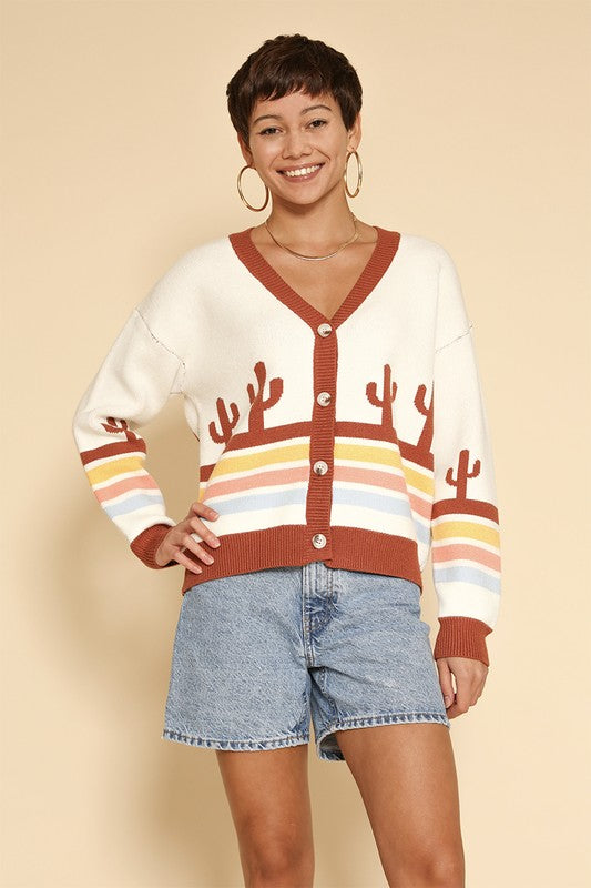 Retro Stripe Desert Cardigan