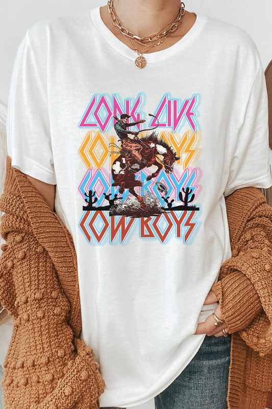 Long Live Cowboys Man and Horse Cacti Graphic Tee