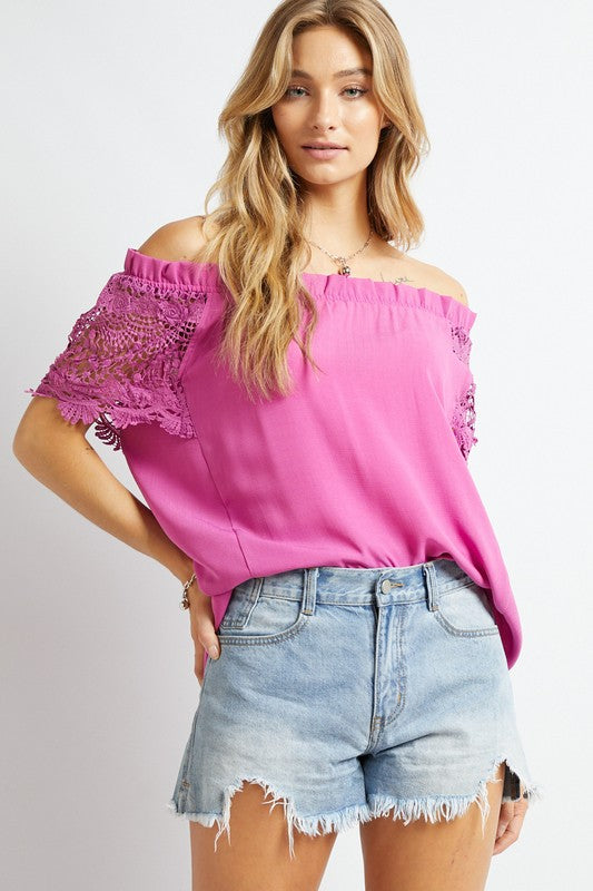 Chelsea Crocheted Lace Off-Shoulder Top