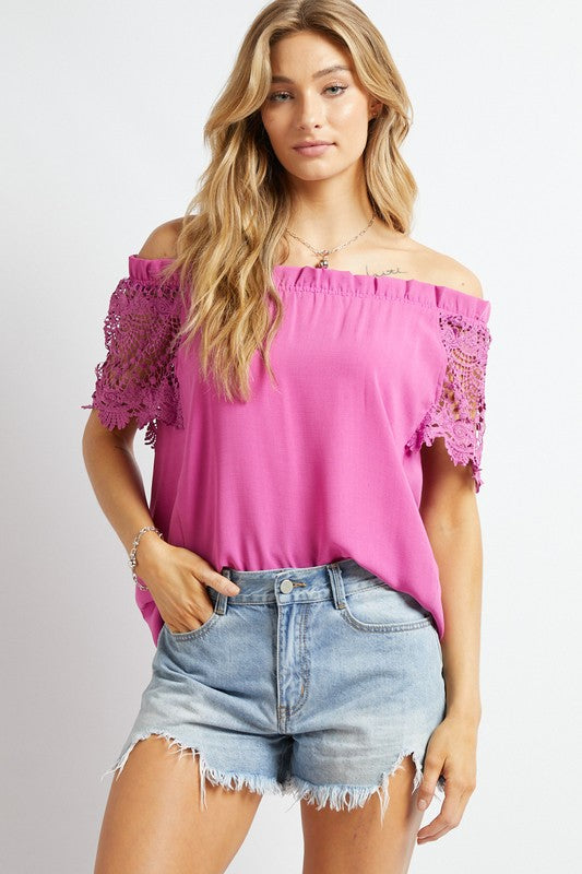 Chelsea Crocheted Lace Off-Shoulder Top