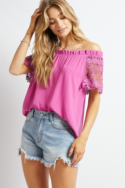 Chelsea Crocheted Lace Off-Shoulder Top