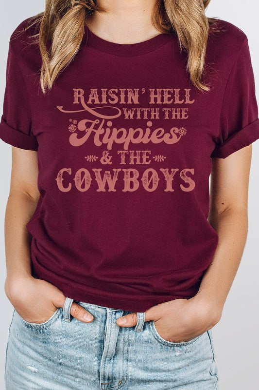 Raisin Hell With Hippies and Cowboys Tee