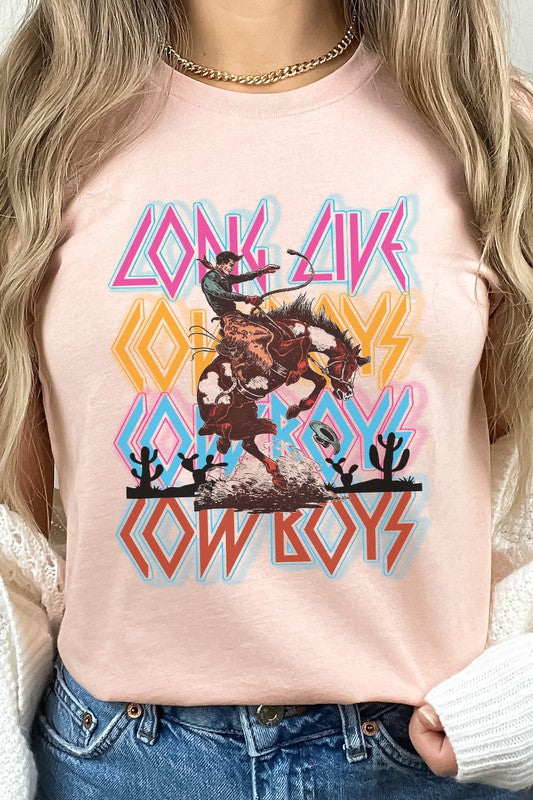 Long Live Cowboys Man and Horse Cacti Graphic Tee