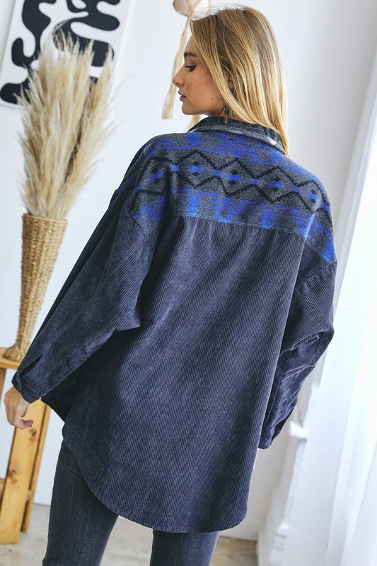 Dark Aztec Down Long Sleeve Jacket