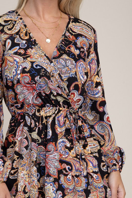 Paisley Shirred Waist Dress