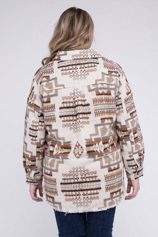 Aztec Western Shacket - Plus Size