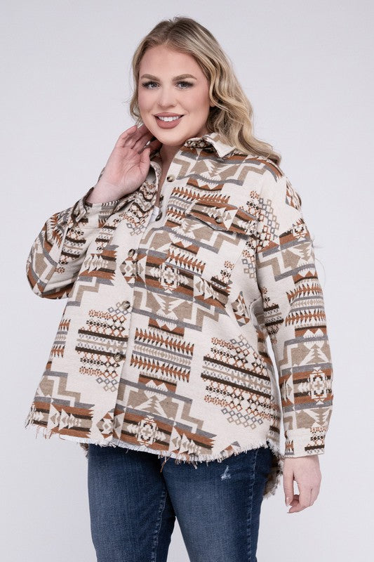 Aztec Western Shacket - Plus Size