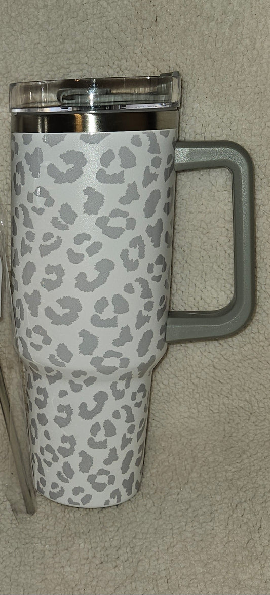 Leopard Print 40 oz Handle Tumbler